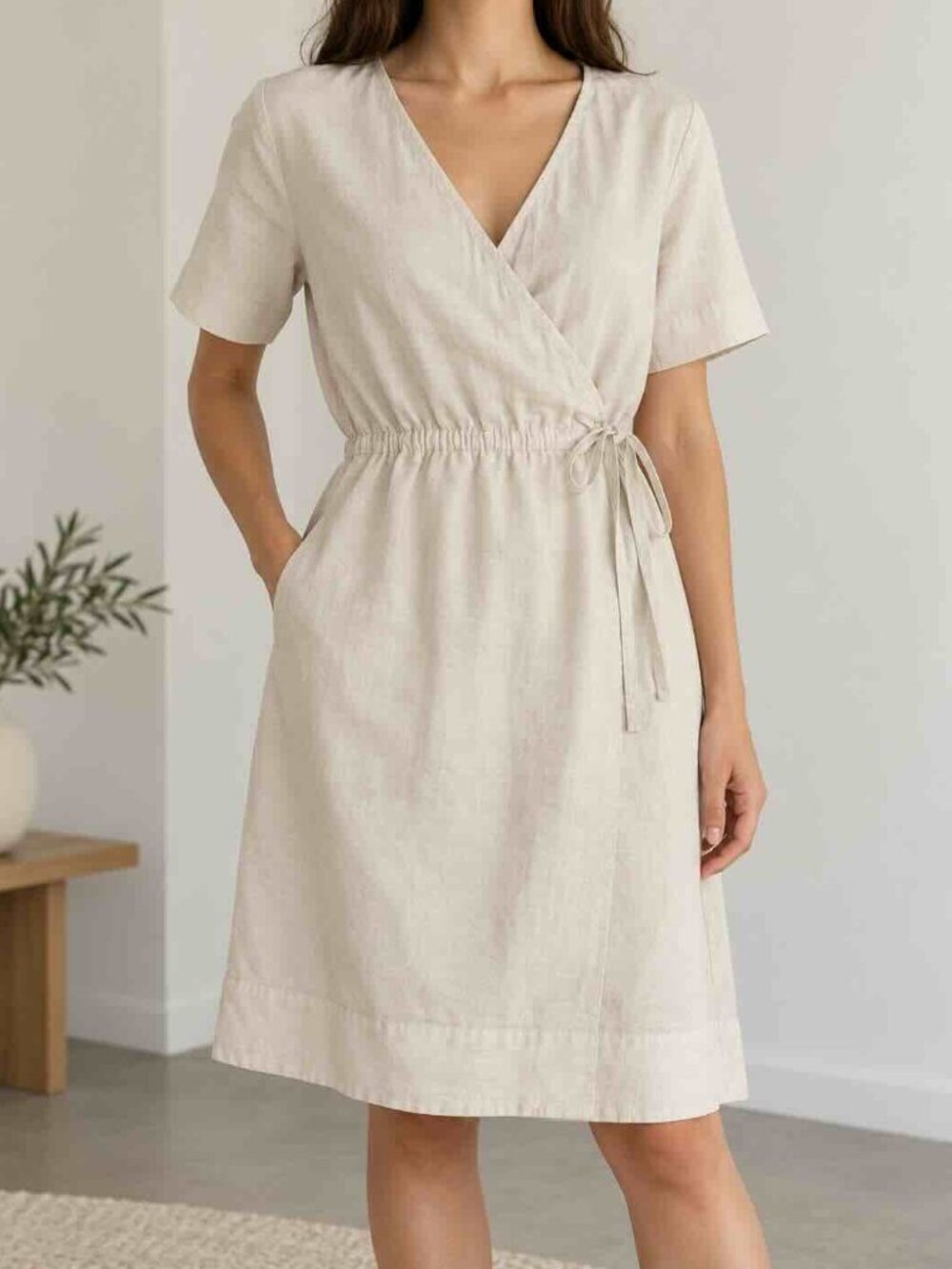 COS Cream Wrap Dress XS | Minimalist Scandinavian Style